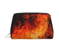 Neceser de piel Roaring Flame, impermeable, organizador de cosméticos, pequeño neceser con cremallera, bolsa de aseo portátil para viajes para mujeres y niñas.