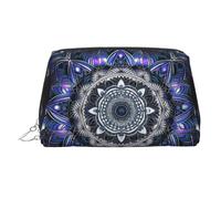 Neceser rectangular de piel con diseño de mandala, impermeable, organizador de cosméticos, pequeño neceser con cremallera, bolsa de aseo portátil para viajes, para mujeres y niñas.