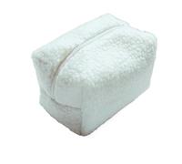 Necessaire da Toeletta Borsa for cosmetici Organizzatore for trucchi in lana d'agnello Piccolo simpatico astuccio in peluche Astuccio for matite Borse da viaggio Portamonete for la casa(White-Plush)