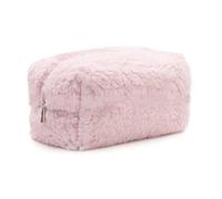 Necessaire da Toeletta Borsa for cosmetici Organizzatore for trucchi in lana d'agnello Piccolo simpatico astuccio in peluche Astuccio for matite Borse da viaggio Portamonete for la casa(Pink-Plush)