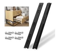 NECILO guide cassetti 200mm, portata 45 kg, estrazione totale con cuscinetti a sfera, per cucina, casa e ufficio, montaggio laterale, nero, 1 coppia (2 pezzi)