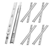 NECILO guide cassetti 600mm, portata 45 kg, estrazione totale con cuscinetti a sfera, per cucina, casa e ufficio, montaggio laterale, argento, 5 coppie (10 pezzi)