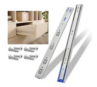 NECILO guide push-to-open per cassetti 400mm, portata 45 kg, estrazione totale con cuscinetti a sfera, per cucina, casa e ufficio, montaggio laterale, argento, 1 coppia (2 pezzi)