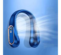 Neck Fan, Portable Personal Fan Strong Wind, USB-C Battery Operated, Neckbrace,5 Speeds, Bladeless Wearable Personal Cooler for Men Women, Sports, Gardening, Office, Travel, Camping 0705(Blu)