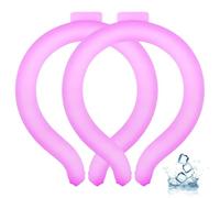 Neck Ice Collar, Reusable Cooling Neck Wraps Tube Ring Water Activated Rings for Around Your Neck(Pink,2pcs)