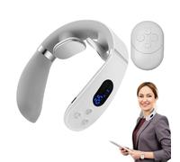 Neck Massager with Heat, Heating Cervical Massage Device, 5.91x5.71x1.77 Inches Portable Back Muscle Massager with Adjustable Settings, Pain Ease Tool for Men Women Mom Dad Travel Use