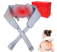 Neck Massager with Heat,Neck & Shoulder Massager with Heat,3 Levels Adjustable 6D Deep Kneading Shoulder,Cordless Rechargeable Portable Massagers for Back & Leg Pain Relief (Gray)