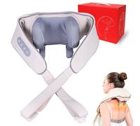 Neck Massager with Heat,Neck & Shoulder Massager with Heat,3 Levels Adjustable 6D Deep Kneading Shoulder,Cordless Rechargeable Portable Massagers for Back & Leg Pain Relief (Beige)