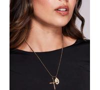 Neck On The Line - Collana in acciaio inossidabile placcato oro con ciondolo e croce No Size