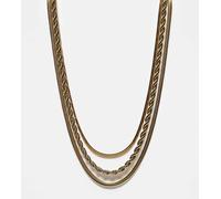 Neck On The Line - Confezione da 3 collane a strati in acciaio inossidabile placcato oro No Size