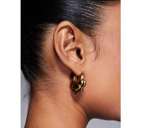 Neck on the Line - Orecchini a cerchio placcati oro stile vintage con fiore 3D No Size