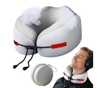 Neck Pillow Airplane, Travel Sleep Cushion, 9.84x9.06in Authentic Memory Foam Support, Ergonomic Headrest Design, Soft Breathable Fabric for Flight, Car, Train, Rooms, Home