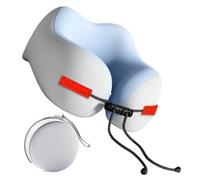 Neck Pillow, Travel Pillow, 9.06x9.84x5.31 Inch, Car Rest Cushion, Airplane Support for Sleep, Breathable Adjustable Memory Foam with Drawstring Strap for Flight, Work, Chair, Nursing, Camping, Hiking