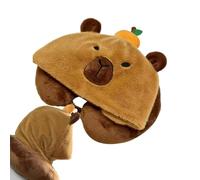 Neck Support Pillow - Capybara Stuffed Toy Plush Comfort Cushion, Warm Travel Companion | Soft Animal Sleep Aid Accessory, Ergonomic Rest Headgear, Compact Cozy Nap Device, Huggable Relaxation Cushion