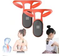 Neckease - Strumento lenitivo ad ultrasuoni per collo, portatile, per alleviare il collo, massaggiatore linfatico per correggere la postura e lenire il midollo spinale (arancione x 2)