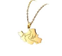 Necklace Ciondolo Lettera araba Collana a Sospensione per Donne Gioielli Arabi Paesi mediorientali Vintage Algeria Map Birthday Gioielli