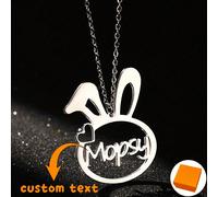 Necklace con nome 'orecchio a forma di rabbit, Necessaire in acciaio inossidabile personalizzato a cuore carino, Articolo decorativo casual, Regalo per l'oriente, Eyelry alla moda per donne Acciaio in
