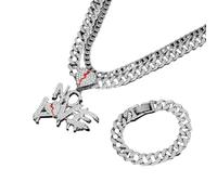Necklace Titanium in acciaio in acciaio oro placcato Diamond No Love Lettera a ciondolo Neccante Cuban Chain NK Chain Tre pezzi Combinazione Catene maschili e femminili (collana cubana 50 cm+NK