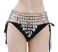 Necklaces Gold Metal Belt Body Chains Boho Coin Tassel Beaded Belly Dance Waist Chain Jewelry(Khaki)