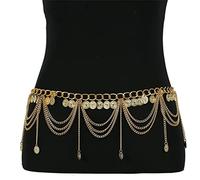 Necklaces Metal Dangle Waist Belt Chain Carved Coin Pendant Long Tassel Harness Belly Chains Women Body Accessories Jewelry