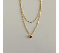 Necklaces, Red Heart Crystal Necklace Women Light Temperament 18K Doublecle Gift/Necklace
