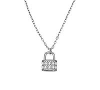 Necklaces,S925 Pavé Crystal Lock Necklace Women Romantic Sweet Birthday Jewelry Friendship Gift/