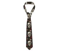 Neckties Skull Red White Roses Uomo Cravattino Moda Cravatta Slim Cravatte Per Completo Matrimonio Ufficio