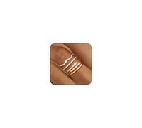 NECOCY Anelli impilabili in oro da donna, non si ossidano, delicati anelli impilabili, con zirconia cubica, alla moda, sottili, gioielli da donna, 7, Ottone, Nessuna pietra preziosa