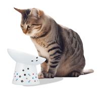 Necoichi - Ciotola per gatti rialzata extra larga, previene affaticamento di collo e baffi, lavabile in lavastoviglie, adatta al microonde (edizione limitata a pois colorati, inclinata, extra larga)