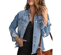 Necooer Giacca di jeans da donna Distressed Authentics, B-azzurro, S