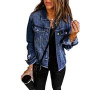 Necooer Giacca di jeans da donna Distressed Authentics, B-blu, S
