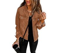 Necooer Giacca di jeans da donna Distressed Authentics, B-marrone., XXL