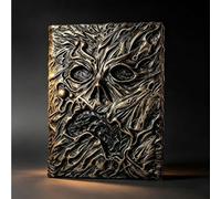 Necronomicon Evil Dead Book, Decorazione del Libro dei Morti | Replica del grimorio del volto di demone realizzato in resina, decorazione con copertina rigida strutturata, ornamento
