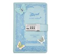 NectaRoy B6 Diario di Viaggio in Pelle, Diario Della Ragazza(Decoro a Farfalla), Taccuino Simpatici con Chiusura a Combinazione, Quaderno Scrittura con Passante per Penna&Tasca per Carte, 200x135mm