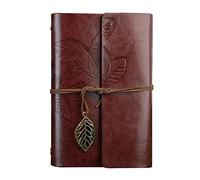 NectaRoy Retrò Vintage Taccuino della Copertina Pelle PU Diario, Rivista Taccuino Vendemmia, Vuoto Travel Journal Diario Schizzo, Fogli Sciolti Design Foglia Modello, 130x185mm