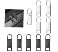 NECXON 10 Pezzi Tira Cerniera in Lega, Cerniera per Ciondolo Cerniera, vestibilità Universale per Indumenti, Borse, valigie, Facile da sostituire, 5 Argento e 5 Nero