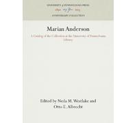 Neda M. Westlake Marian Anderson (Copertina rigida) Anniversary Collection