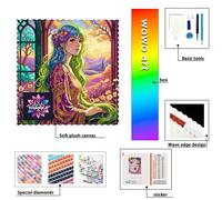 【NEDEKA_ Diamond Art】La ragazza con i capelli verdi all'interno della finestra AB Strass FD Strass Diamante in resina perfetta