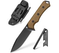 NedFoss WILD-BOAR, Coltello Esterno a Lama Intera, d2 Acciaio a Lama Fissa con Fodero in Pelle e Acciarino - Coltelli da Campeggio per l'Uomo Avventuroso e Appassionato di Coltelli Bushcraft