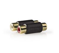 Nedis, Adattatore audio da doppio RCA femmina a doppio RCA femmina, Nero / Oro