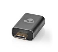 Adattatore HDMIT | HDMIT Maschio / Mini connettore HDMI T | HDMI T femmina / Uscita HDMI T | Placcato oro | Dritta | Alluminio | Grigio Canna di Fucile | 1 pz. | Confezione con finestra