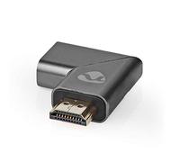 Nedis Adattatore HDMI, placcato oro, alloggiamento in alluminio, ad alta velocità con Ethernet, connettore ad angolo sinistro per spazi ristretti, supporta 4K a 60Hz, Full HD, 3D, ARC, Dolby TrueHD e