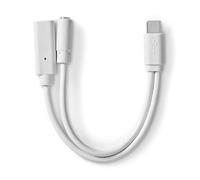 Nedis Adattatore USB-C™ - USB 2.0 - Spina USB-C™ - presa USB-C™ / presa da 3,5 mm - 0,10 m - Rotondo - Nichelato - PVC - Bianco - Scatola
