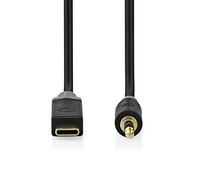 NEDIS Adattatore USB-C™ | USB 2.0 | spina USB-C™ | spina da 3,5 mm | 1,00 m | rotondo | placcato oro | PVC | nero | scatola