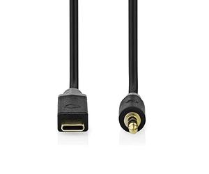 NEDIS Adattatore USB-C™ | USB 2.0 | spina USB-C™ | spina da 3,5 mm | 1,00 m | rotondo | placcato oro | PVC | nero | scatola