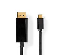 NEDIS Adattatore USB-C™ | USB 3.2 Gen 1 | spina USB-C™ | spina DisplayPort | 4K@60Hz | 2.00 m | rotondo | placcato oro | PVC | nero | scatola