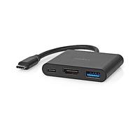 NEDIS Adattatore USB multi-porta | USB 3.2 Gen 1 | connettore USB-C™ | uscita HDMI™ / presa USB-A/USB-C™ | 5 Gbps | 0,10 m | rotondo | nichelato | PVC | nero | scatola
