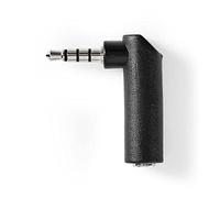 NEDIS AGB22980BK Adattatore Audio Stereo con Connettore da 3,5 mm, Connettore 3,5 mm, Angolo 90°, 4 Poli, Nero
