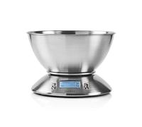 NEDIS Bilancia da cucina Nedis - Bilancia digitale da cucina - Max. 5 kg - Display LCD luminoso - Termometro e allarme - Facile da pulire - Acciaio inossidabile Argento