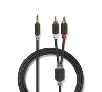 NEDIS - Cavo audio stereo - 3,5 mm maschio - RCA maschio - placcato oro - 10 m - rotondo - PVC - antracite